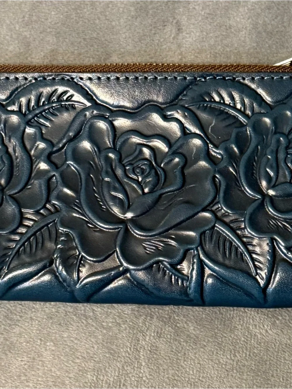 Patricia Nash Embossed Floral Leather Wallet - Teal